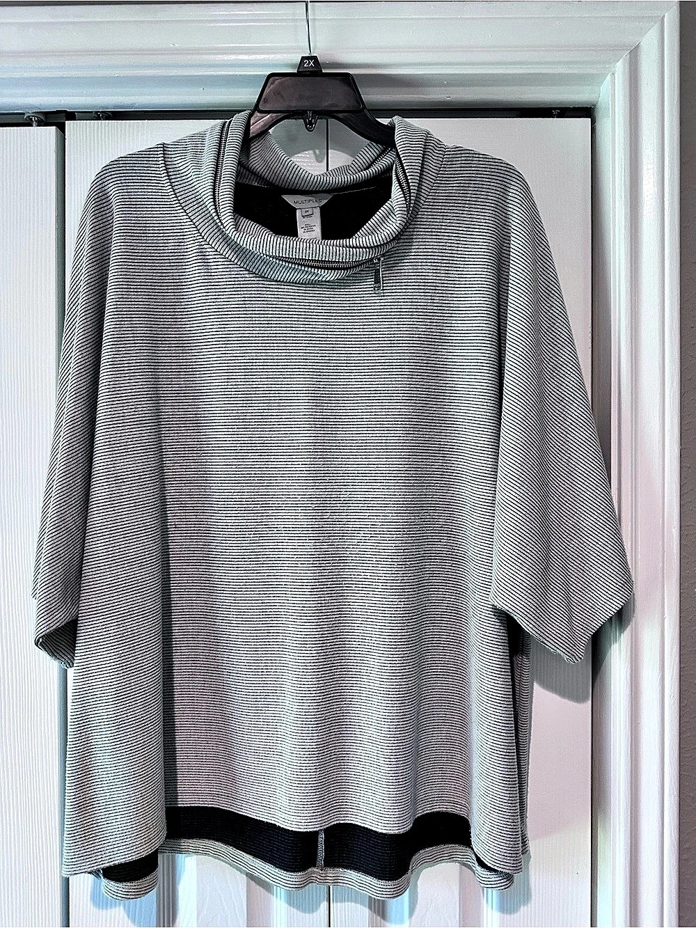 Multiples Striped Tunic in Gray & Black